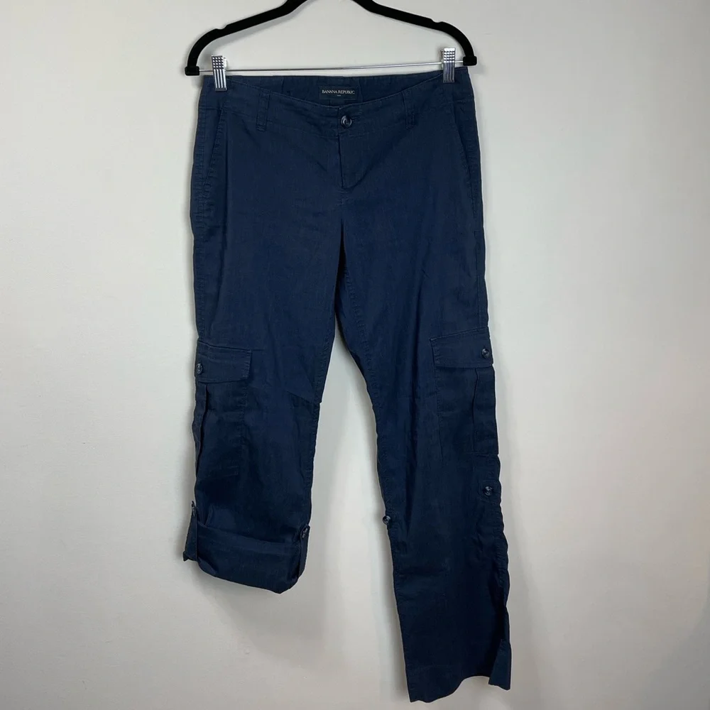 Banana Republic Linen Cargo Pants sz 4
